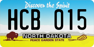 ND license plate HCB015