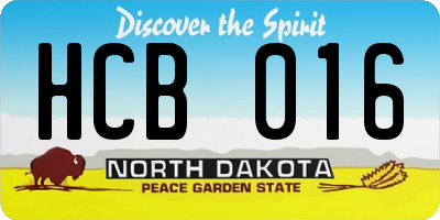 ND license plate HCB016