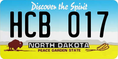 ND license plate HCB017