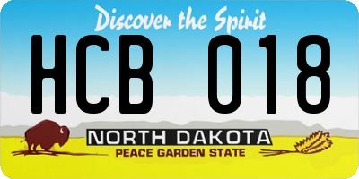 ND license plate HCB018