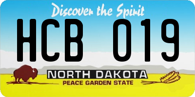 ND license plate HCB019