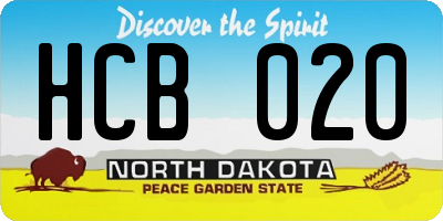 ND license plate HCB020