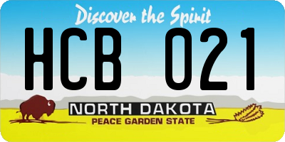 ND license plate HCB021