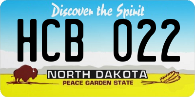 ND license plate HCB022