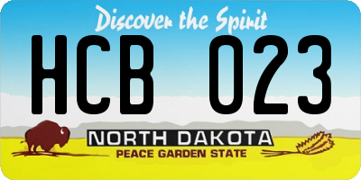 ND license plate HCB023