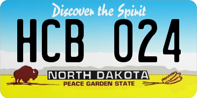 ND license plate HCB024