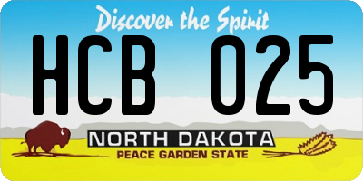 ND license plate HCB025