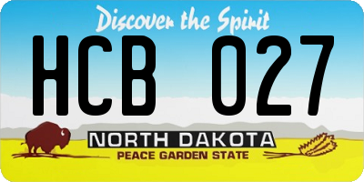 ND license plate HCB027