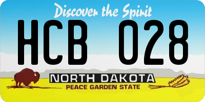 ND license plate HCB028