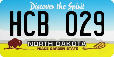 ND license plate HCB029