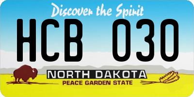 ND license plate HCB030