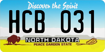 ND license plate HCB031