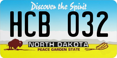 ND license plate HCB032