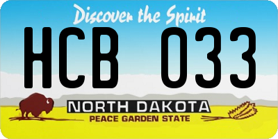 ND license plate HCB033