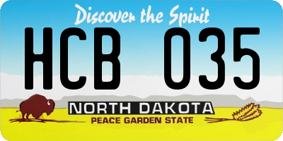 ND license plate HCB035