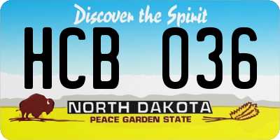 ND license plate HCB036