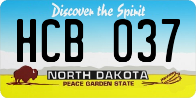 ND license plate HCB037