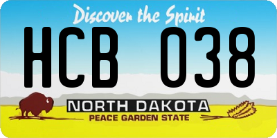 ND license plate HCB038