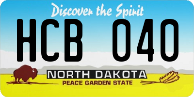 ND license plate HCB040