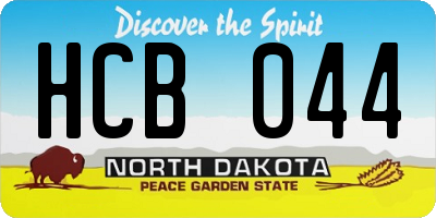 ND license plate HCB044