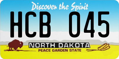 ND license plate HCB045