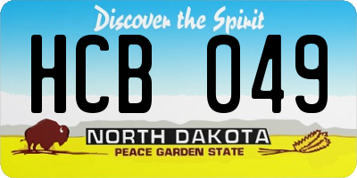 ND license plate HCB049