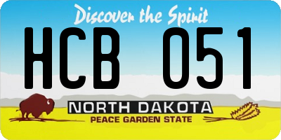 ND license plate HCB051