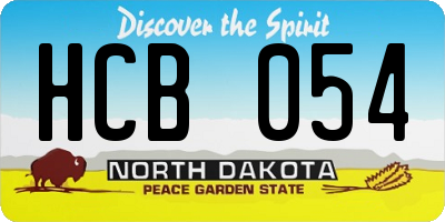 ND license plate HCB054