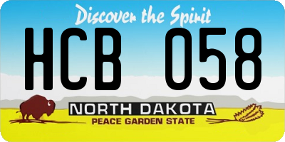 ND license plate HCB058