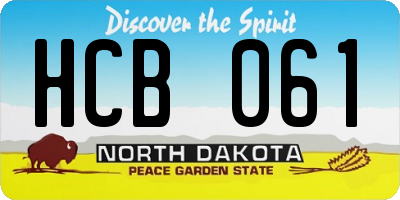 ND license plate HCB061