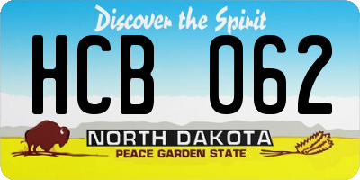 ND license plate HCB062