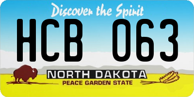 ND license plate HCB063