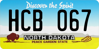 ND license plate HCB067