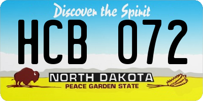 ND license plate HCB072