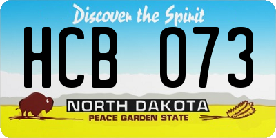 ND license plate HCB073