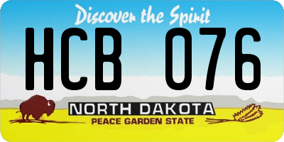 ND license plate HCB076