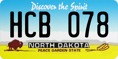 ND license plate HCB078