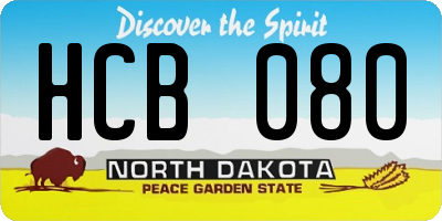 ND license plate HCB080