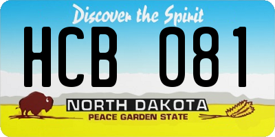 ND license plate HCB081