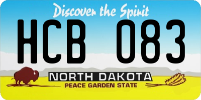 ND license plate HCB083