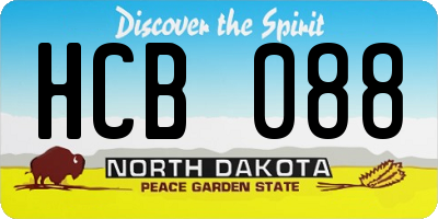 ND license plate HCB088