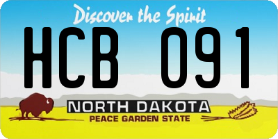 ND license plate HCB091