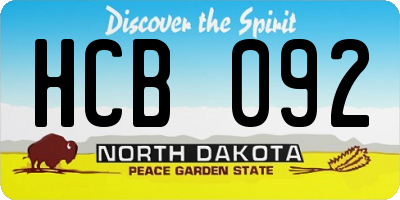 ND license plate HCB092