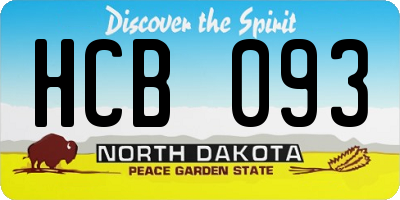 ND license plate HCB093