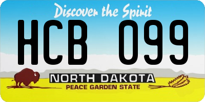 ND license plate HCB099