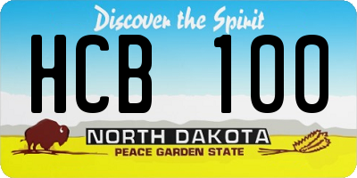 ND license plate HCB100