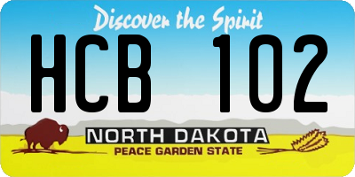 ND license plate HCB102