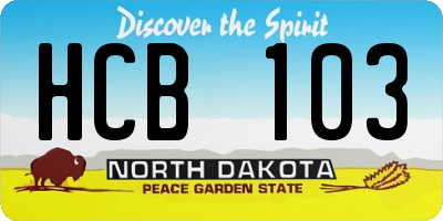 ND license plate HCB103