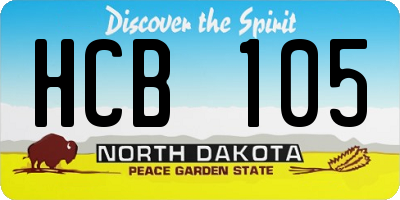 ND license plate HCB105