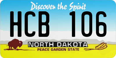 ND license plate HCB106